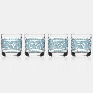 Südwest Winter Blau und weiße Schneeflocken Whiskyglas