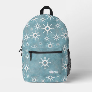 Südwest Winter Blue White Snowflake Personalisiert Bedruckter Rucksack