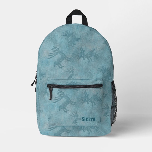 Südwest Winter Deer Petroglyph Personalisiert Bedruckter Rucksack (Vorderseite)