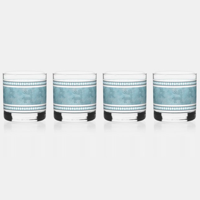 Südwest Winter Deh Blau und Weiß Whiskyglas (Vorderseite)