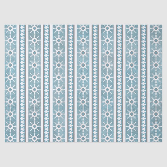 Südwest Winter Schneeflocken & Pine Trees Blau Seidenpapier (Vorderseite)