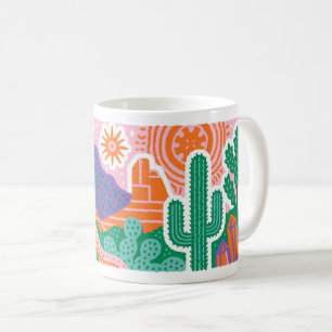 Südwest-Wüsten-Kaktus-Grafik-T-Shirt Kaffeetasse