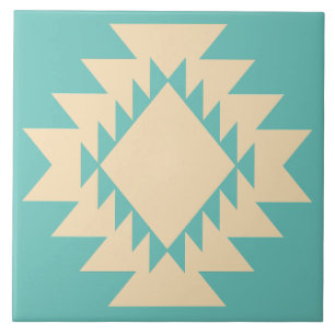 Südwestamerikanische geometrische Türkis-Tan-Nativ Fliese