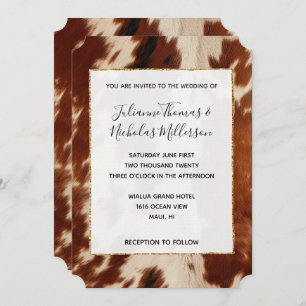 Südwestbraun-Creme-Cowhide-Hochzeit Einladung