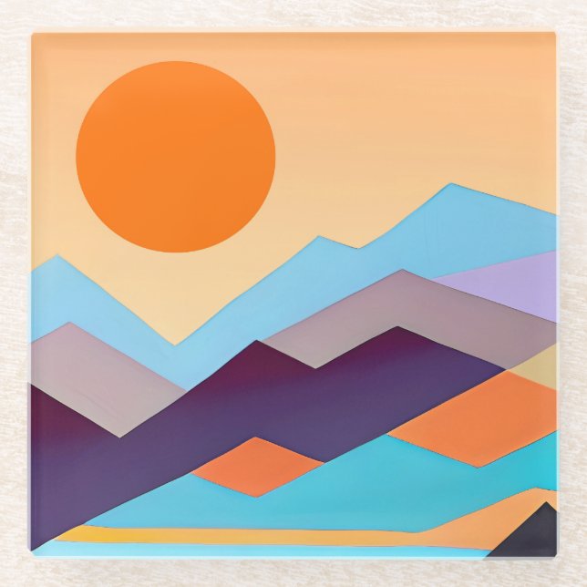 Südwestgebirge Geometrisch Abstrakt Glasuntersetzer (Vorderseite)