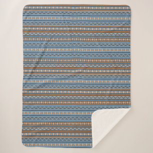 Südwestlich Blau und braun geometrisch groß Sherpadecke