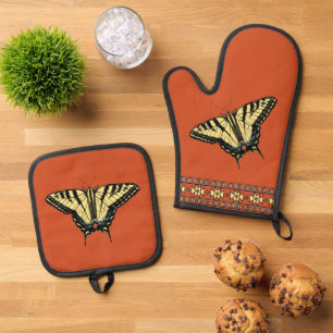 Südwestlich Gelbes Frack Butterfly Dok Orange Ofenhandschuh & Topflappen-Set