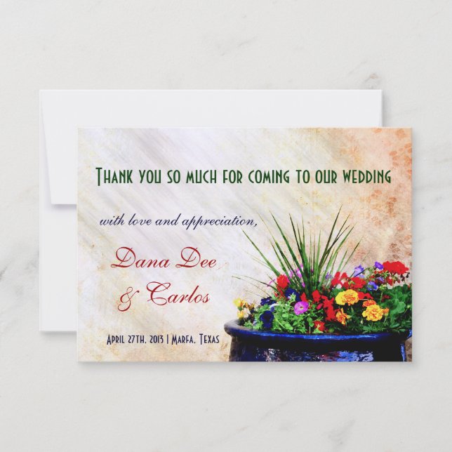 Südwestlich inspiriert Hochzeitbeutel Dankeschön-K Dankeskarte (Vorderseite)