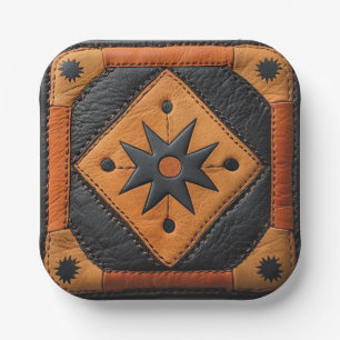 Südwestlich schönes Country Style Leather Pappteller