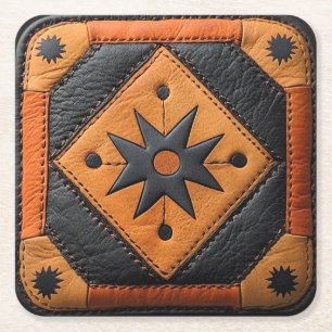 Südwestlich schönes Country Style Leather Rechteckiger Pappuntersetzer