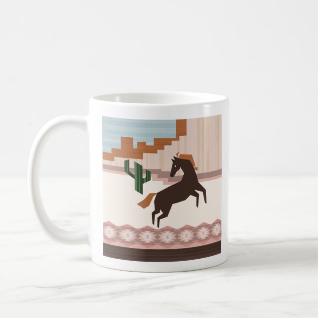 Südwestlich von Wild Brown Horse & Cactus Kaffeetasse (Links)