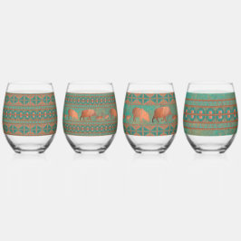 Südwestliche Aquamarine Kupfer-Javelinas und geome Weinglas Ohne Stiel