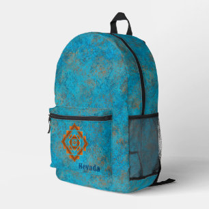 Südwestliche Berggipfel Personalisierter Türkis Bedruckter Rucksack