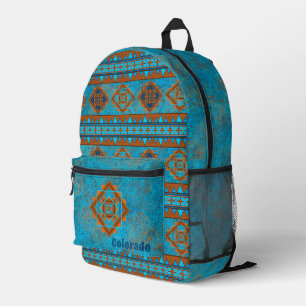Südwestliche Berggipfel Personalisierter Türkis Bedruckter Rucksack