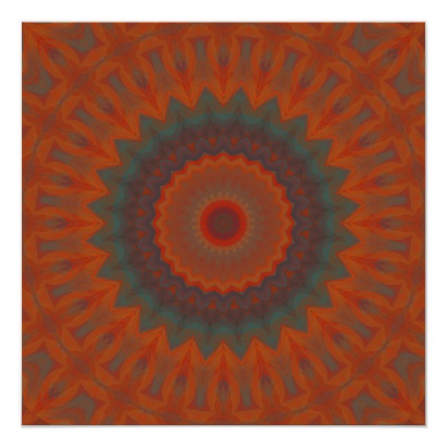 Südwestliche Blume Mandala Poster (Vorderseite)