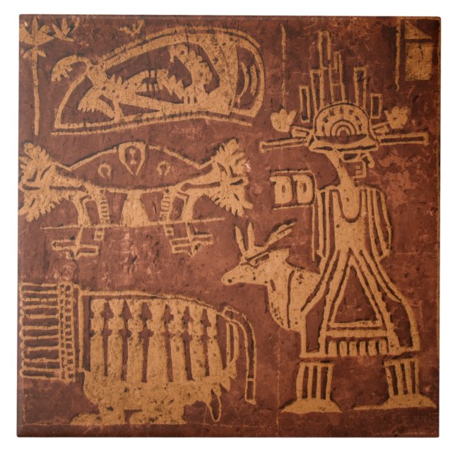 Südwestliche indianische Petroglyphe Fliese (Vorderseite)