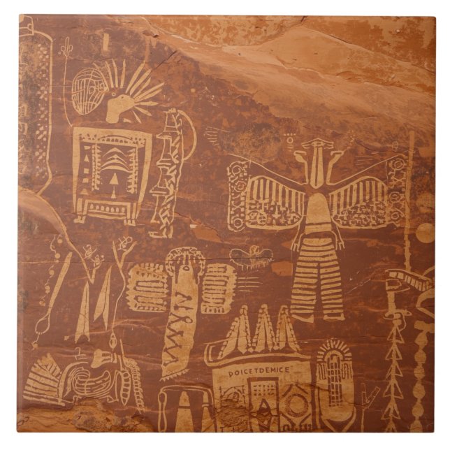 Südwestliche indianische Petroglyphe Fliese (Vorderseite)