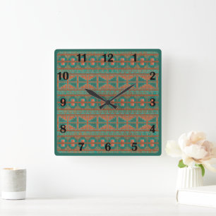 Südwestliche Kupfer-Teal-Geometrie-Reguläre Zahlen Quadratische Wanduhr