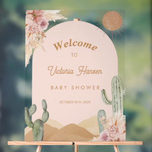 Südwestliche Mädchen-Kaktus-Wüsten-Baby-Party Acrylschild
