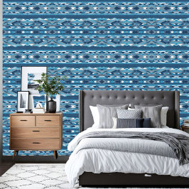 Südwestliche Multiple Shades of Blue Pattern Tapete