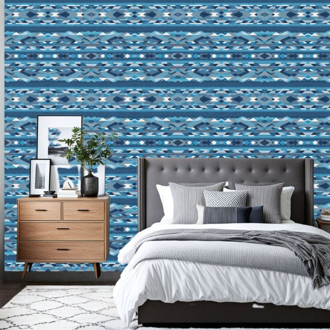 Südwestliche Multiple Shades of Blue Pattern Tapete (Von Creator hochgeladen)