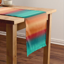 Südwestliche Orange Rot-Türkis-Regenbogen Streifen Kurzer Tischläufer