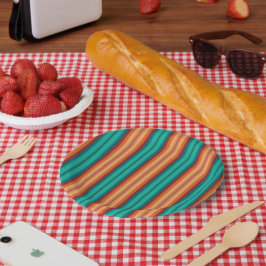 Südwestliche Orange Rot-Türkis-Regenbogen Streifen Pappteller