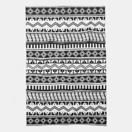 Südwestliche Schwarz-Weiß-Geometrie-Muster Geschirrtuch