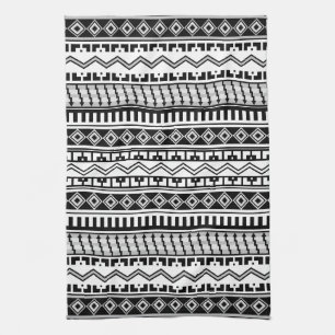 Südwestliche Schwarz-Weiß-Geometrie-Muster Geschirrtuch