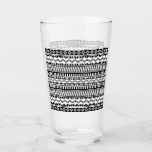Südwestliche Schwarz-Weiß-Geometrie-Muster Glas
