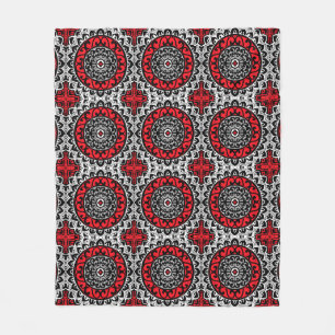 Südwestliche Sonne Mandala Batik, rot, schwarz und Fleecedecke