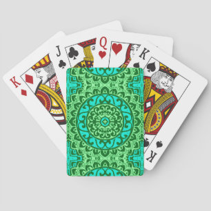 Südwestliche Sonne Mandala, grün und türkis Spielkarten