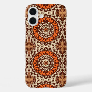 Südwestliche Sonnen-Mandala-Batik, Rost & Braun iPhone 16 Plus Hülle