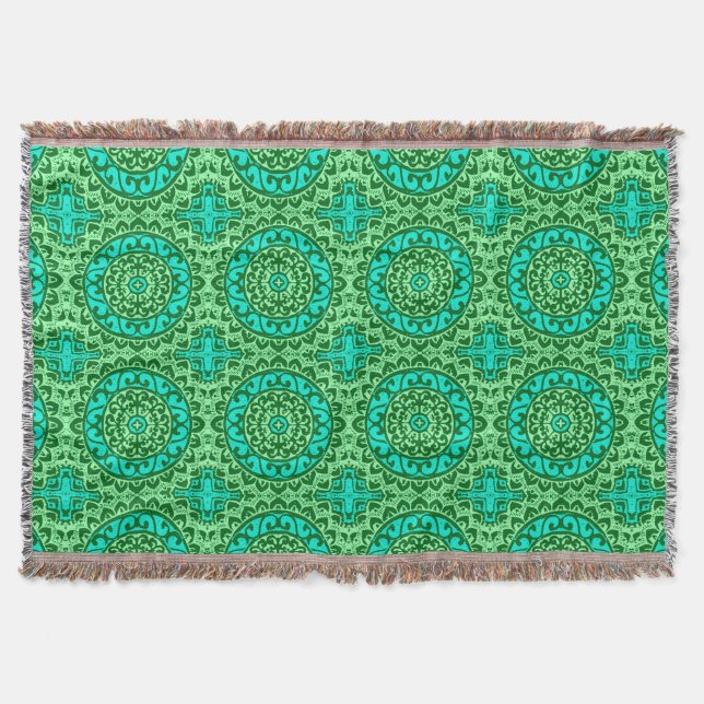 Südwestliche Sun Mandala Batik, Limettengrün Decke (Vorderseite)