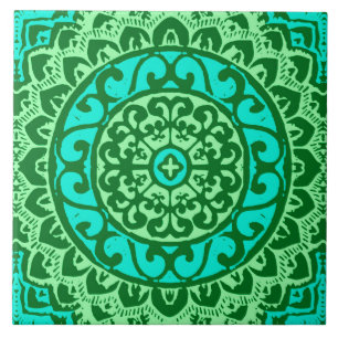 Südwestliche Sun Mandala Batik, Limettengrün Fliese