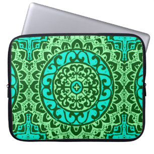 Südwestliche Sun Mandala Batik, Limettengrün Laptopschutzhülle