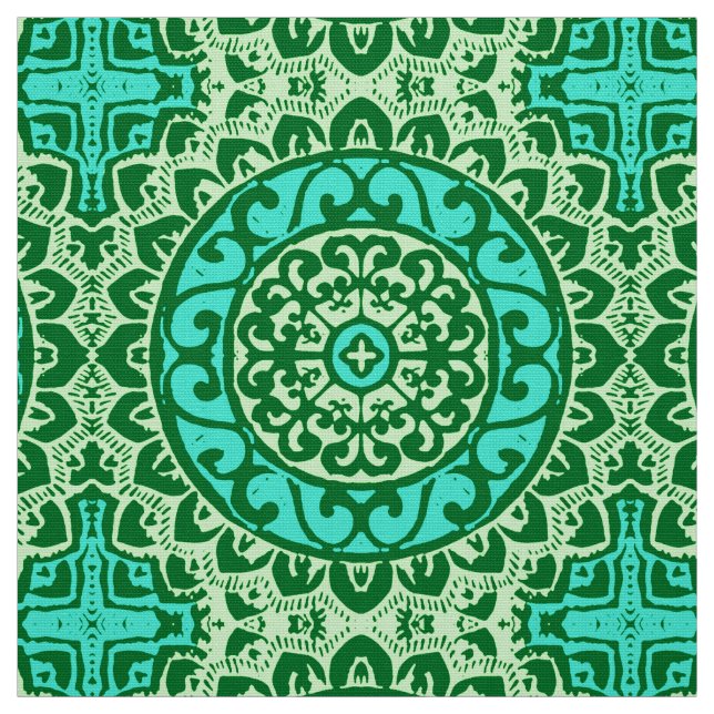 Südwestliche Sun Mandala Batik, Limettengrün Stoff (Muster)