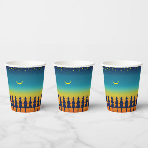 Südwestliche Sunset Pines und Moon Design Pappbecher