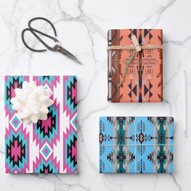 Südwestliche Träume: Ein geometrisches Muster graf Geschenkpapier Set (Vorderseite)