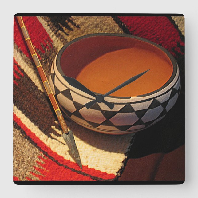 Südwestliche Ureinwohneruhr Quadratische Wanduhr (Vorderseite)