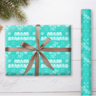 Südwestliche Weihnachtsschneeflocken auf Türkis Geschenkpapier