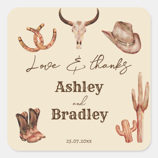 Südwestliche Western Quadratischer Aufkleber (Vorderseite)