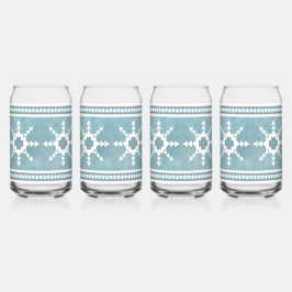 Südwestliche Winterschneeflocken Blau und Weiß Dosenglas