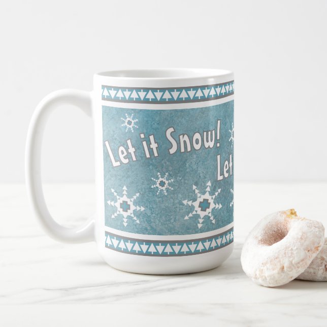 Südwestliche Winterschneeflocken Personalisiert bl Kaffeetasse (Mit Donut)