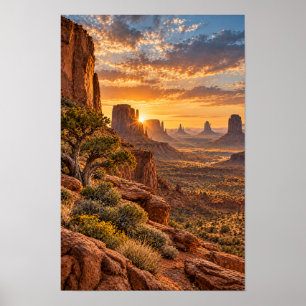 Südwestliche Wüstenbuttes Sonnenuntergang Wandkuns Poster