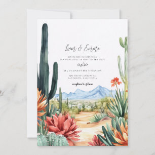 Südwestliche Wüstenkaktus Arizona Hochzeit Einladung