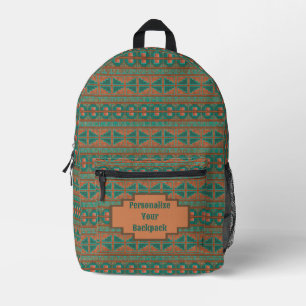 Südwestlichen Teal-Kupfer-Geometrie-Druck personal Bedruckter Rucksack