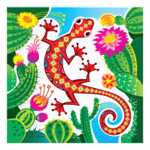 Südwestlicher Gecko mit Kaktusblüten