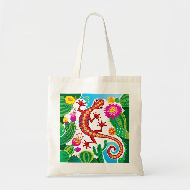 Südwestlicher Gecko mit Kaktusblüten Tragetasche (Vorne)