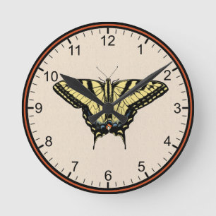 Südwestlicher Gelber Schwalbenschwanz Schmetterlin Runde Wanduhr